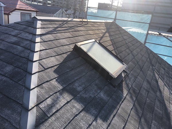 東京都町田市　屋根塗装　施工前の状態　カビの繁殖は塗膜の劣化のサイン　高圧洗浄が必要な理由 (2)