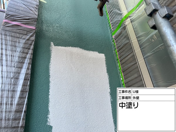 東京都町田市・U様邸　外壁塗装・屋根塗装　グリーンの外壁に仕上げました！ (3)
