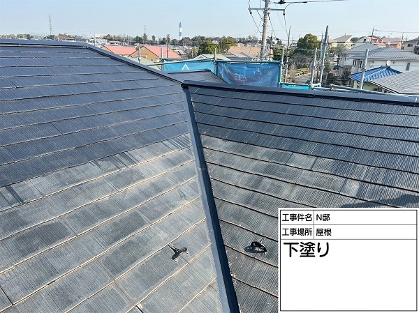 東京都町田市・N様邸　外壁塗装・屋根塗装　屋根下塗り～タスペーサー設置 (1)