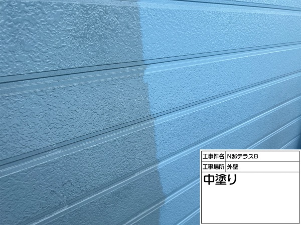 東京都町田市・N様　外壁塗装・屋根塗装　B棟外壁下塗り～上塗り (2)