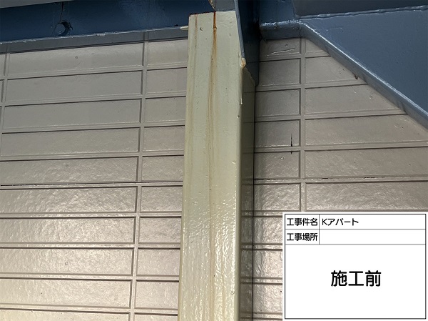 東京都町田市・Kアパート　鉄骨柱塗装　施工前の状態 (2)