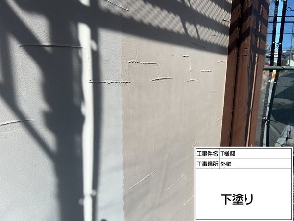 東京都町田市・T様邸③ジョリパット外壁の下塗り～中塗り (2)