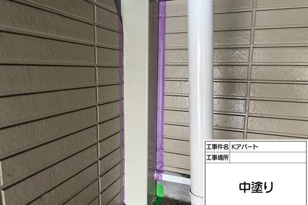 東京都町田市・Kアパート　鉄骨柱塗装　エスケー化研1液NADウレタン (3)